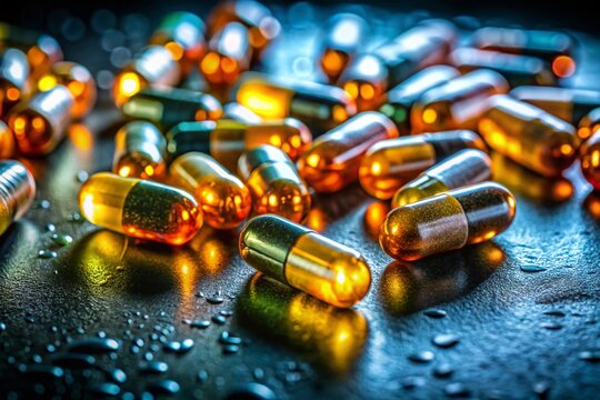 Low-light photo of fifteen digestive enzyme tablets, subtly illuminated, suggesting nighttime relief.