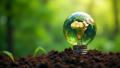 A green globe symbolizes environmental sustainability and nature's resilience.
