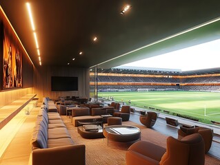 Luxurious VVIP Football Stadium Lounge with Premium Seating and Amenities