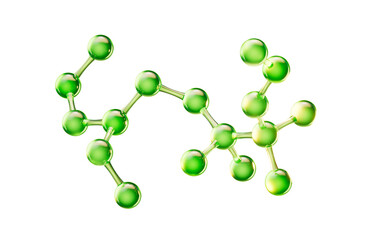 Transparent green biological molecule, 3d rendering.