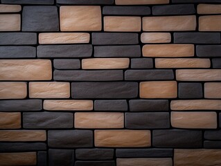 Obraz premium Close-Up Photo: Textured Brown and Gray Stone Wall Mockup. AI Generated