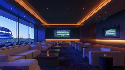 Luxurious VVIP Lounge at Football Stadium with Cozy Seating and Entertainment