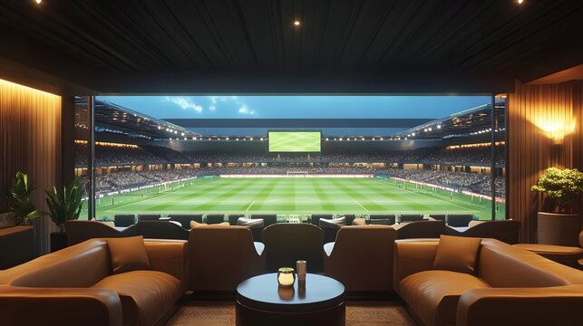 Luxurious Football Stadium VVIP Lounge with Plush Seating and High End Amenities