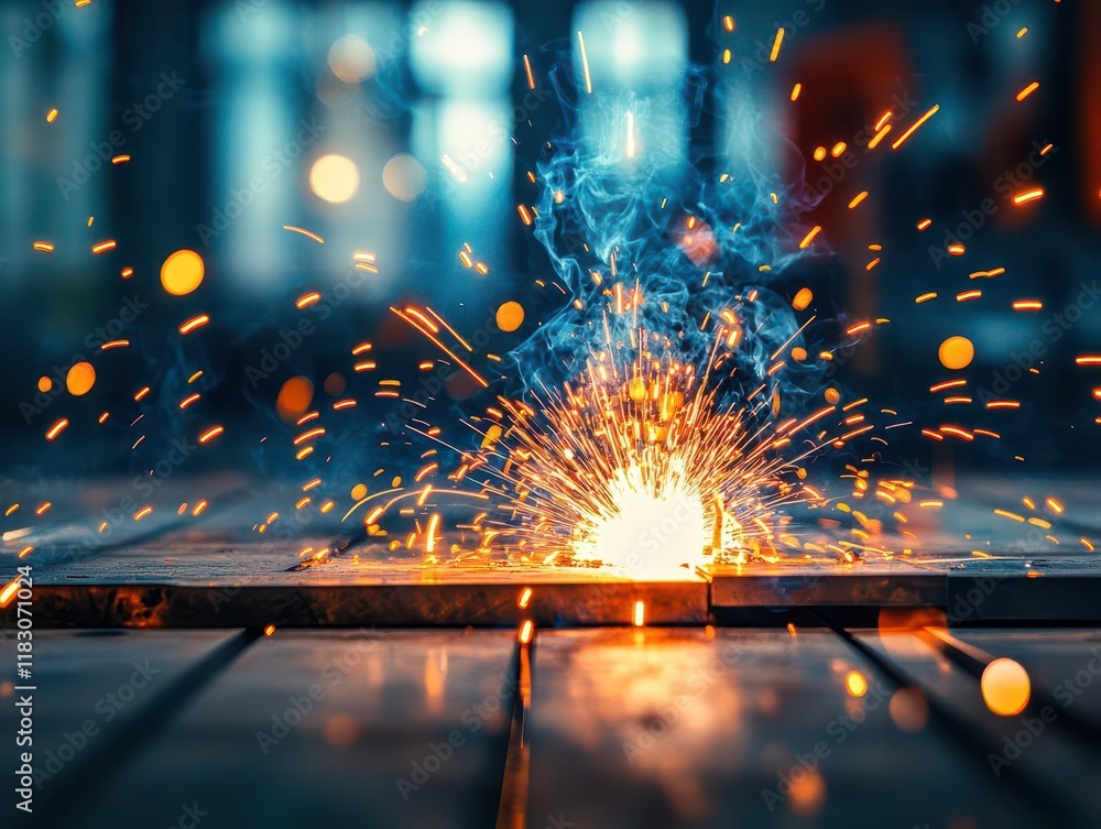 Aufkleber dramatic display of sparks dancing on a rustic wooden table evoking a sense of warmth and energy in 