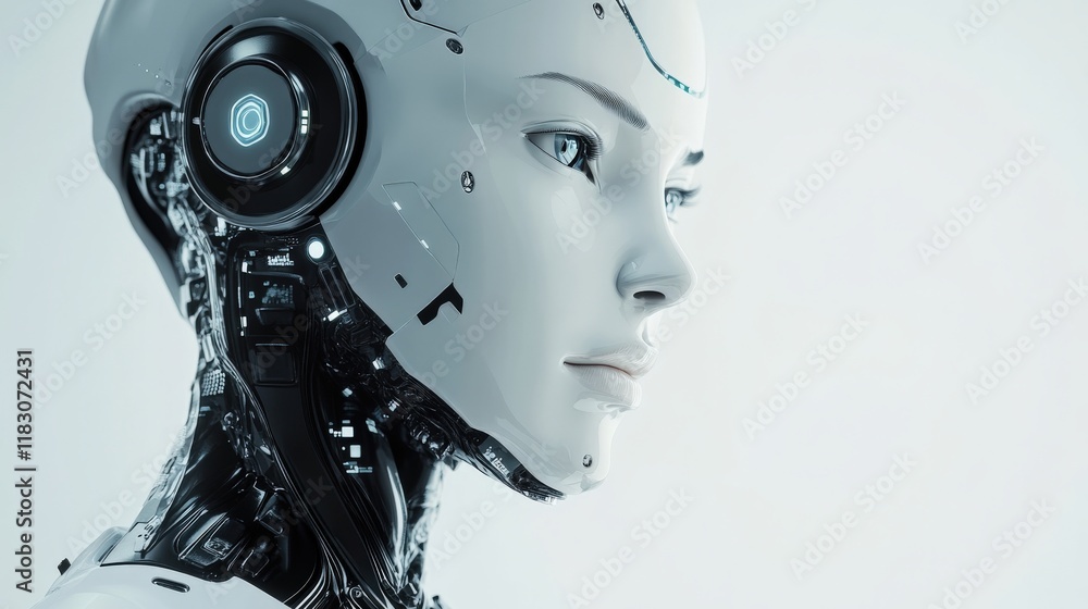 Aufkleber Futuristic Robot Profile with Sleek Design and Advanced Technology Features Capturing the Essence of Artificial Intelligence in a Minimalist Setting