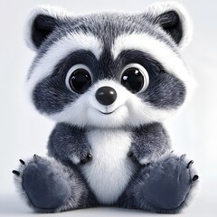 Obraz premium Adorable Plush Raccoon Toy – Cute and Fluffy Stuffed Animal Design