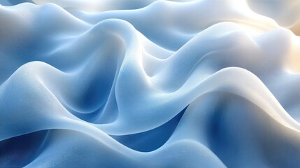 Abstract Blue Fabric Waves: Serene Texture and Soft Light