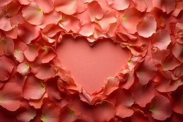 Elegant Heart Framed by Soft Pink Petals for Romantic Celebrations, Perfect for Valentine's Day Backgrounds, Love Cards, and Sweet Gestures of Affection