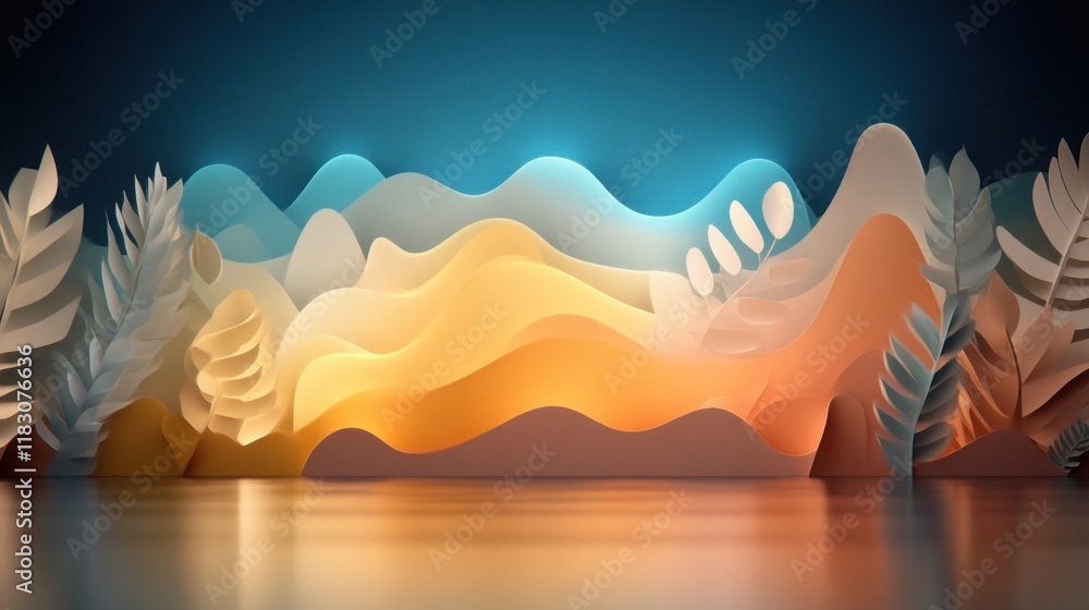 Aufkleber dynamic paper waves artwork studio space digital art creative environment close-up view abstract des