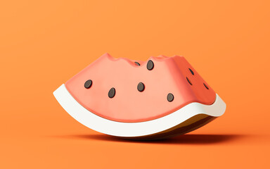 Watermelon fruit with sweet and refreshing taste, 3d rendering.