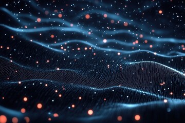 Obraz premium Abstract blue and red particle wave background.