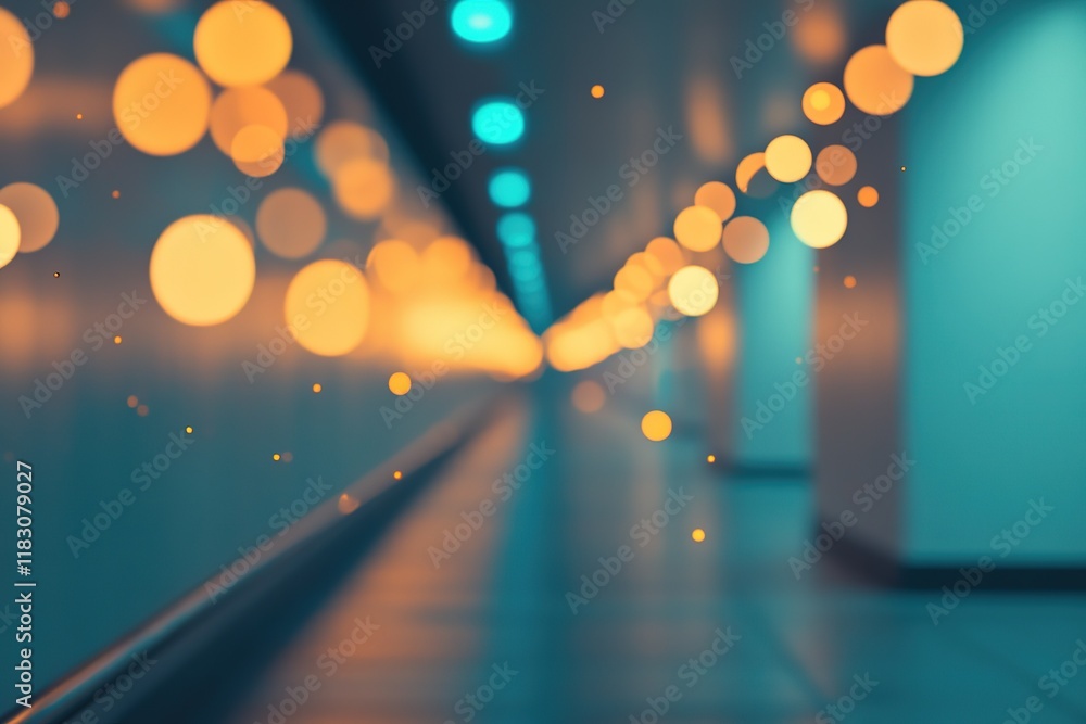 Aufkleber abstract bokeh lights in a hallway, creating a tunnel of warm and cool colors.