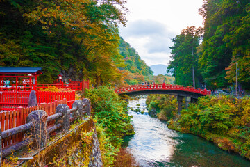 bridge over the river and travel to Nikko