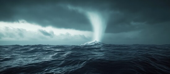 Naklejka premium Waterspout over stormy ocean. (1)