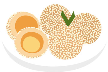 illutration of onde-onde indonesian food