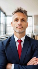 Fototapeta premium Business meeting interaction modern office professional portrait bright environment confident view corporate leadership concept