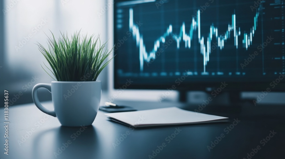 Aufkleber analyzing market trends financial data visualization office workspace digital graphics professional 