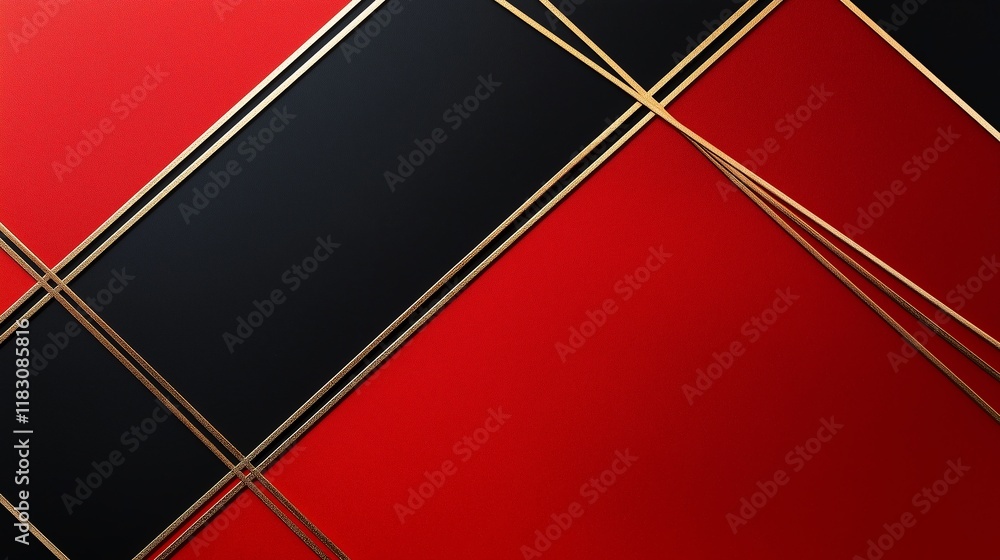Poster geometric chinese new year composition with diagonal golden lines on a red-black gradient background