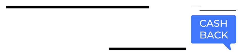 Blue balloon with CASH BACK text. Ideal for marketing, sales promotions, financial rewards, savings, advertising, customer loyalty programs, and e-commerce. Minimalist modern look abstract line