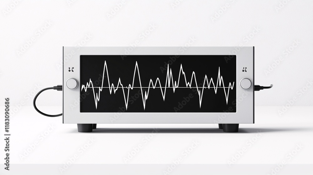 Poster a photostock of a heart rate monitor displaying a healthy pulse on a white background