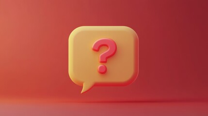 3d Speech bubble with question mark icon. Message box with question sign. FAQ symbol concept. 3d rendering. Vector illustration