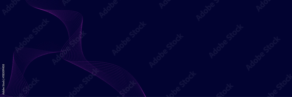 Poster majestic royal purple and midnight blue particle flowing wave design, ideal for dynamic tech backgro