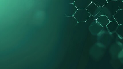 Obraz premium Abstract green background with hexagonal molecular structure.