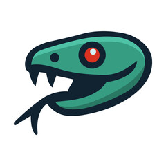 snake head reptile wild animal nature flat color vector illustration template design