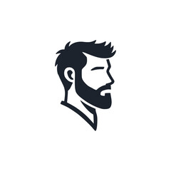 man with beard profile avatar icon logo vector illustration template design