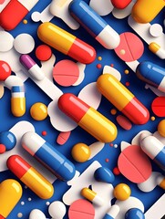 Multicolored Pharmaceutical Products in Abstract Geometric Arrangement for Medical Visualizations