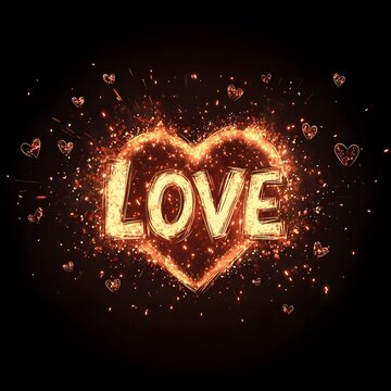 Fiery Explosion of Love   Vibrant of Heart Bursting with Flames