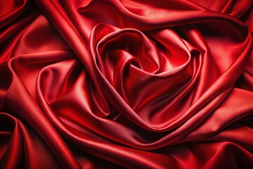 Obraz premium Luxurious Red Silk Fabric with Wave & Swirl Pattern - Elegant Textile Background