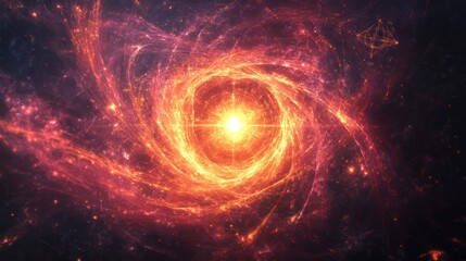 Fototapeta premium Fiery cosmic swirl with bright central core.