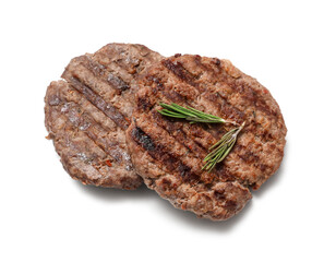 Tasty meat cutlets isolated on white background