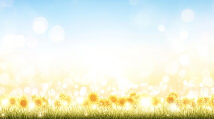 Obraz premium Sunflowers Blooming in Bright Summer Meadow