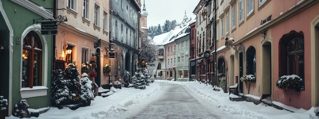 Old town street in winter