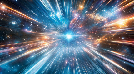 Fototapeta premium Hyperspace in galaxy, flying in space tunnel