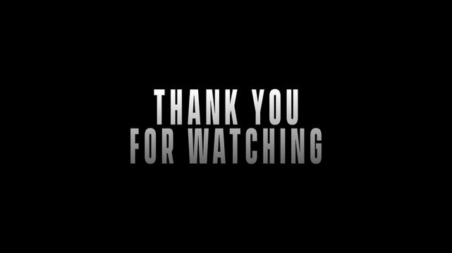 Animation thank you for watching text with glitch effects on black background