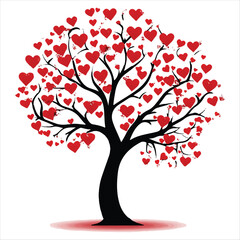 Obraz premium Valentine tree Vector with hearts
