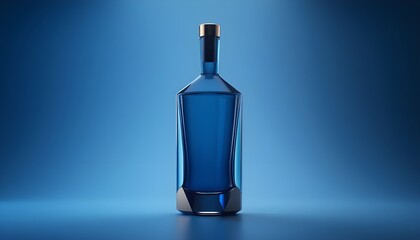a stylish and modern design of a blue wine bottle, a concept of luxurious life style 