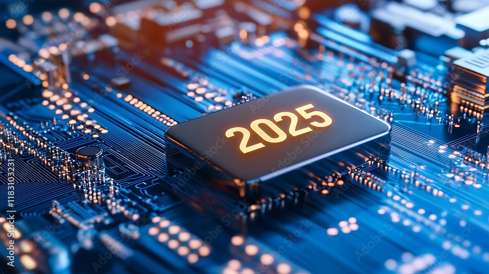 Aufkleber futuristic circuit board with illuminated digital financial pathways representing the advanced techn