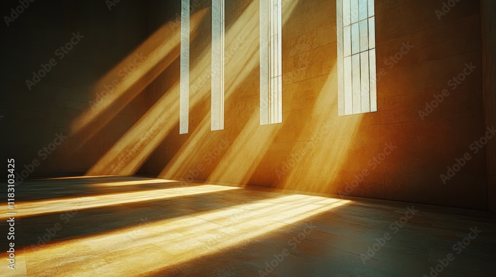 Poster sunlight streams through windows in a large, empty room.