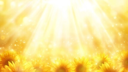Sunlit Golden Sunflowers in Magical Field