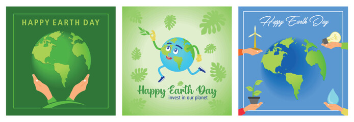 Naklejka premium Earth Day illustrations focusing on sustainability, nature, and environmental awareness.