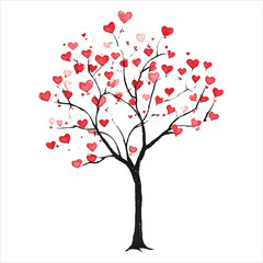 Obraz premium Valentine tree Vector with hearts