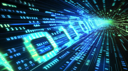 Obraz premium Binary code background. Digital Data on blueprint