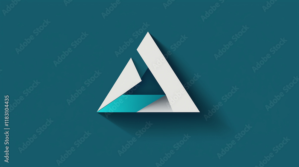Poster minimalist triangular logo design with sleek lines and shadow effects