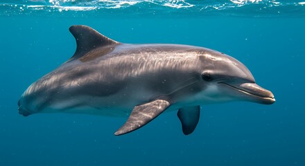 Naklejka premium Majestic Dolphin Underwater Ocean Wildlife Marine Mammal Aquatic Life
