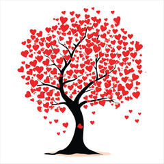 Valentine tree Vector  with hearts