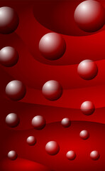 Geometric circles and bubbles on brown and red-black gradient background, perfect for creating vibrant abstract 3D wallpapers